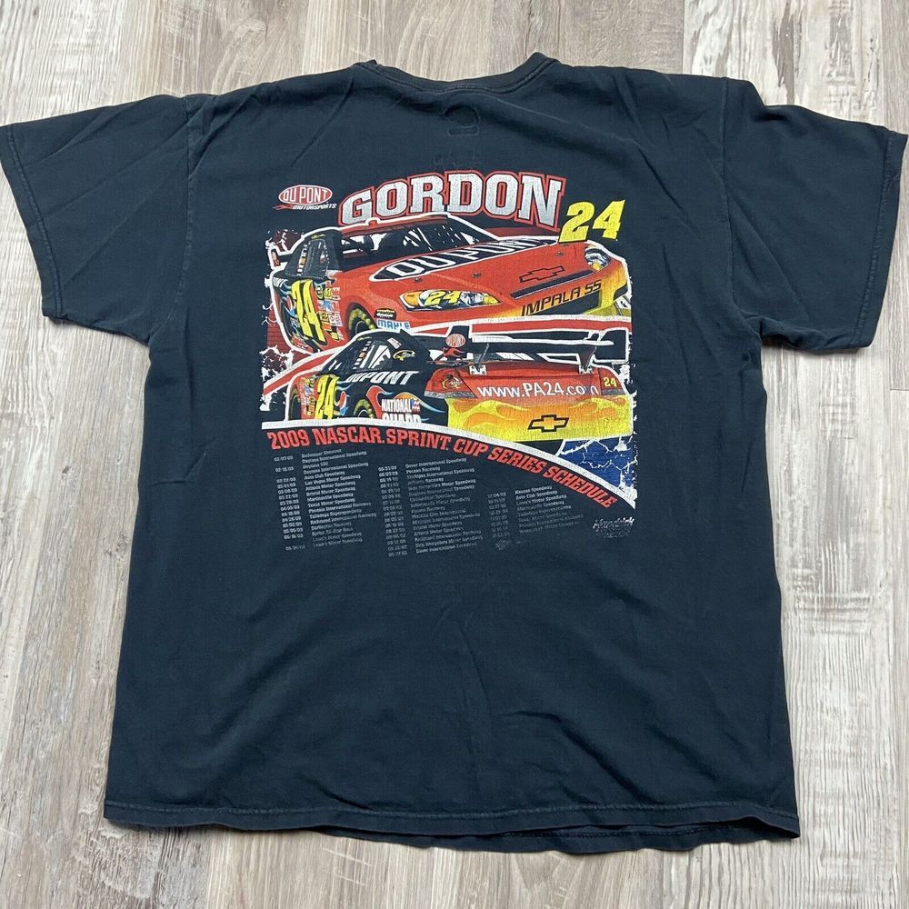 Jeff Gordon 2009 NASCAR Shirt Pint Cup Series Men's XL Black Fadded Double Sided